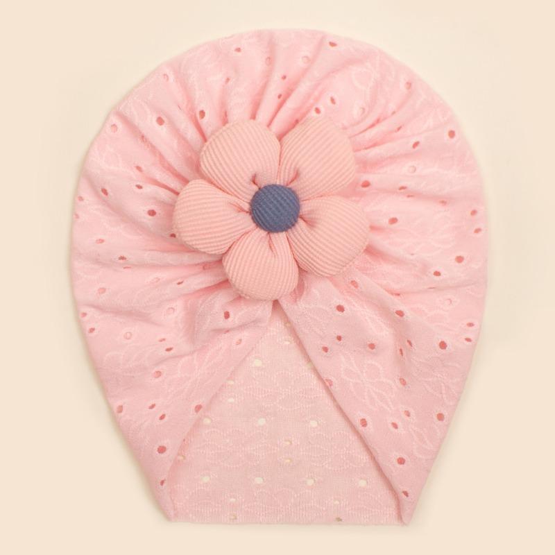 Autumn new children's hole pattern hat, baby breathable flower pullover hat, baby hat