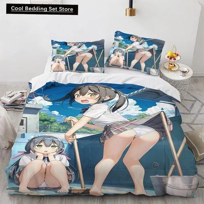 Комплект постельного белья Kawaii Anime sexy Girl, пододеяльник, одеяло, комплект постельного белья, наволочка, размер King Queen Twin для мальчиков и девочек для взрослых