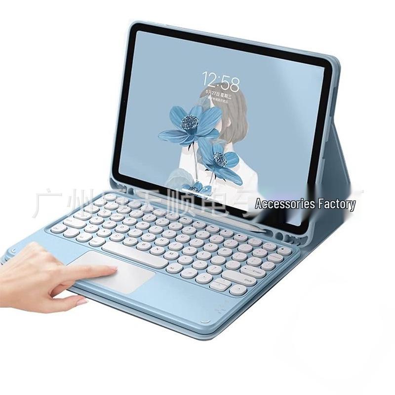 Bluetooth Keyboard Protective Case with Pen Slot for Samsung Galaxy S7, S8, S9, FE, and S10 Lite - Round Cap Touch & TPU Soft Shell