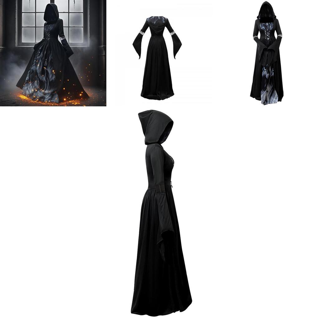 Костюм witches Cosplay с капюшоном для женщин на Хэллоуин, сценическое выступление, из полиэстера
