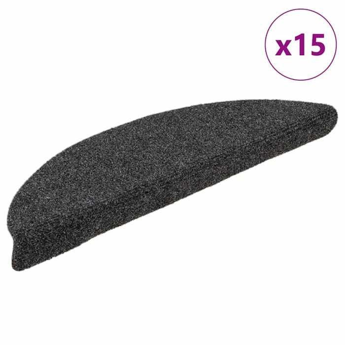 VidaXL Self-adhesive Stair Treads 15 Pieces 65 X 21 X 4 Cm Anthracite Semi-round Large 322353