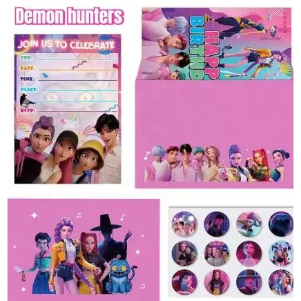 12 KPop Devil Hunter Party Invitation Cards Anime Children's Halloween Birthday Cards Party Invitation Cards