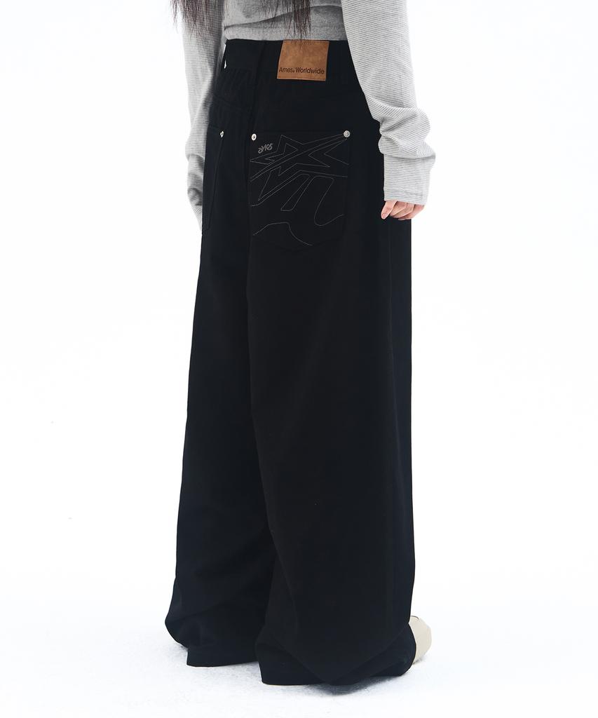 AMES-WORLDWIDE Overfit Cotton Pants Black