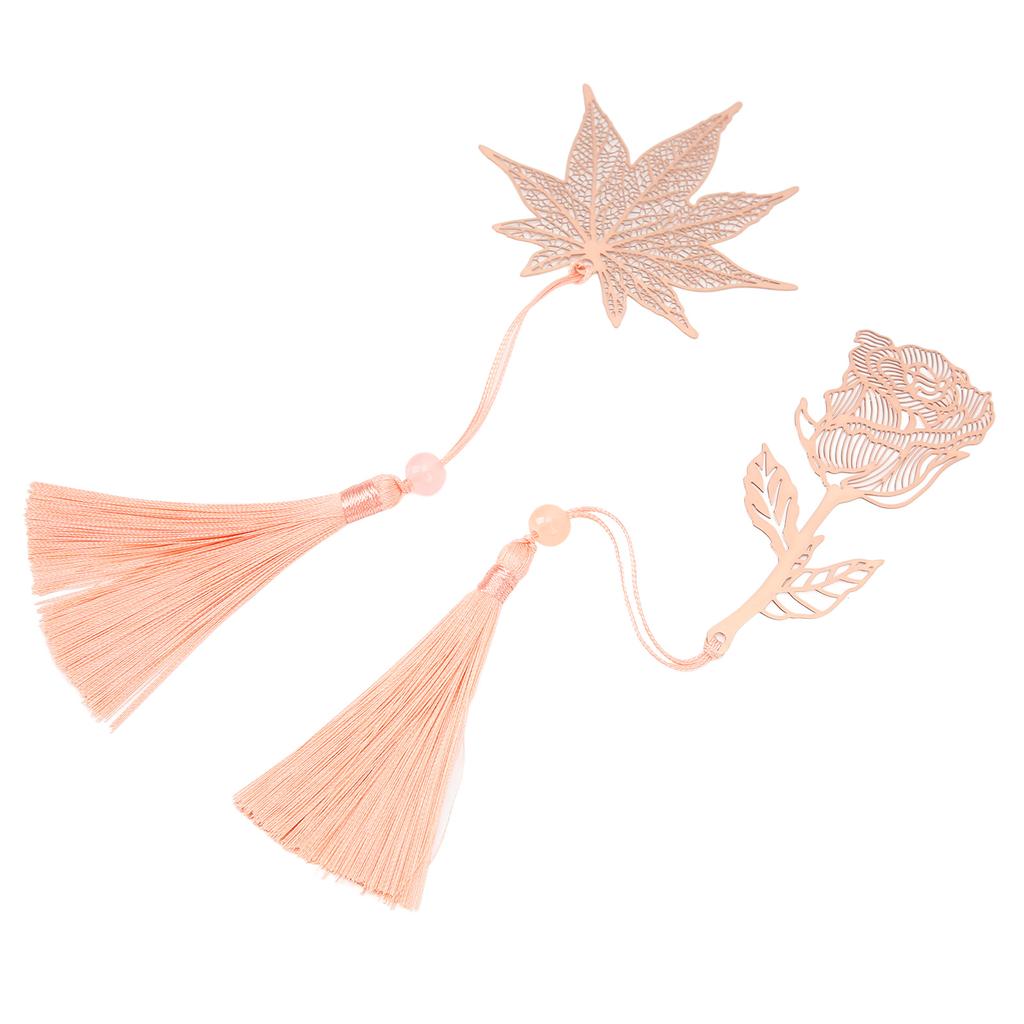 2 шт. металлические закладки из нержавеющей стали с золотым гальваническим покрытием в виде цветка и листа для книги O