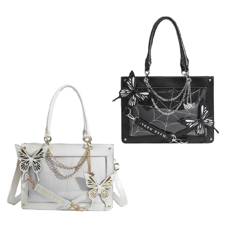 Сумки-мессенджеры в панк-стиле, Хэллоуин, готические, с бабочками, паучьей сетью, сумки-тоуты