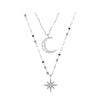 New Sparkling Double Layer Butterfly Pendant Necklace Exquisite Collar Chain Jewelry for Women Banquet Party Holiday Jewelry