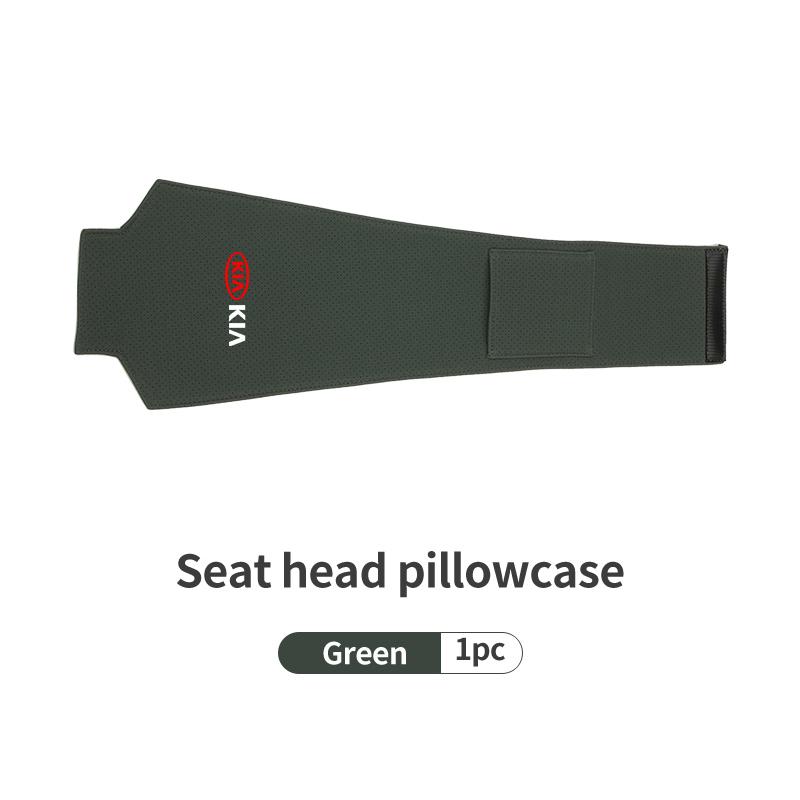AAAFR1 Car Logo Headrest Cover Suede Perforated Breathable Head Pillowcase Pads For KIA Cerato Proceed Venga Stonic Picanto Sorento