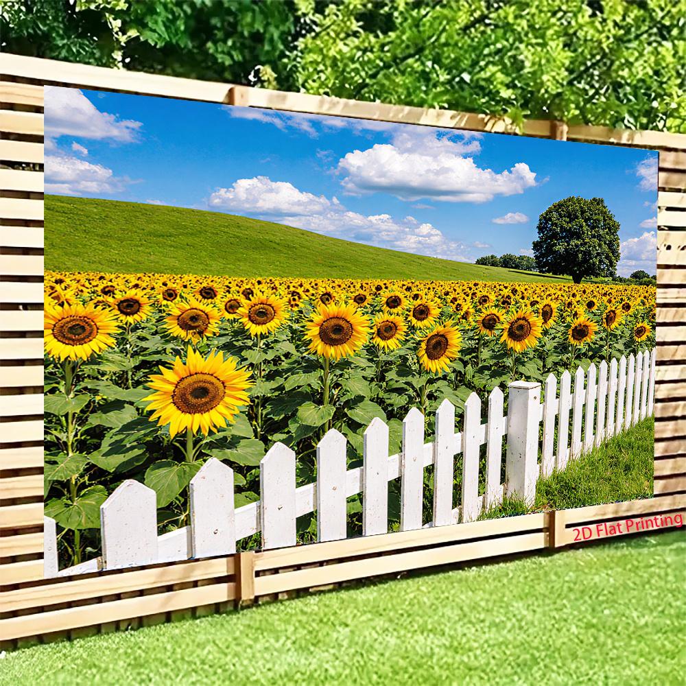 2D plane golden sunflowers in the sunlight suitable for rooms homes gardens and outdoor celebrations polyester fiber