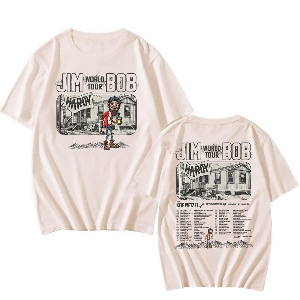 Jim World Tour Bob Shirt Hardy And Koe Tour 2025 Tshirt Cotton Summer Short Sleeve Tshirts Round Neck Casual Unisex T Shirt Print