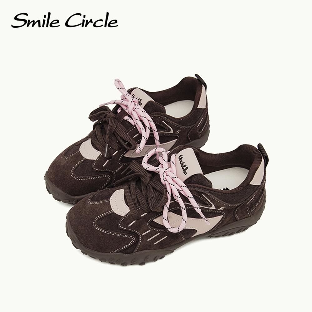 Женские кроссовки из натуральной кожи с круглым носком и шнуровкой, удобная модная повседневная обувь