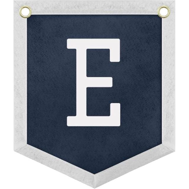 Handmade Felt Alphabet Pennant Banner for Nursery Room Decor - Navy Blue & Beige Educational Wall Hanging for Kids Room 11.8 x 13.8 Inches (B)