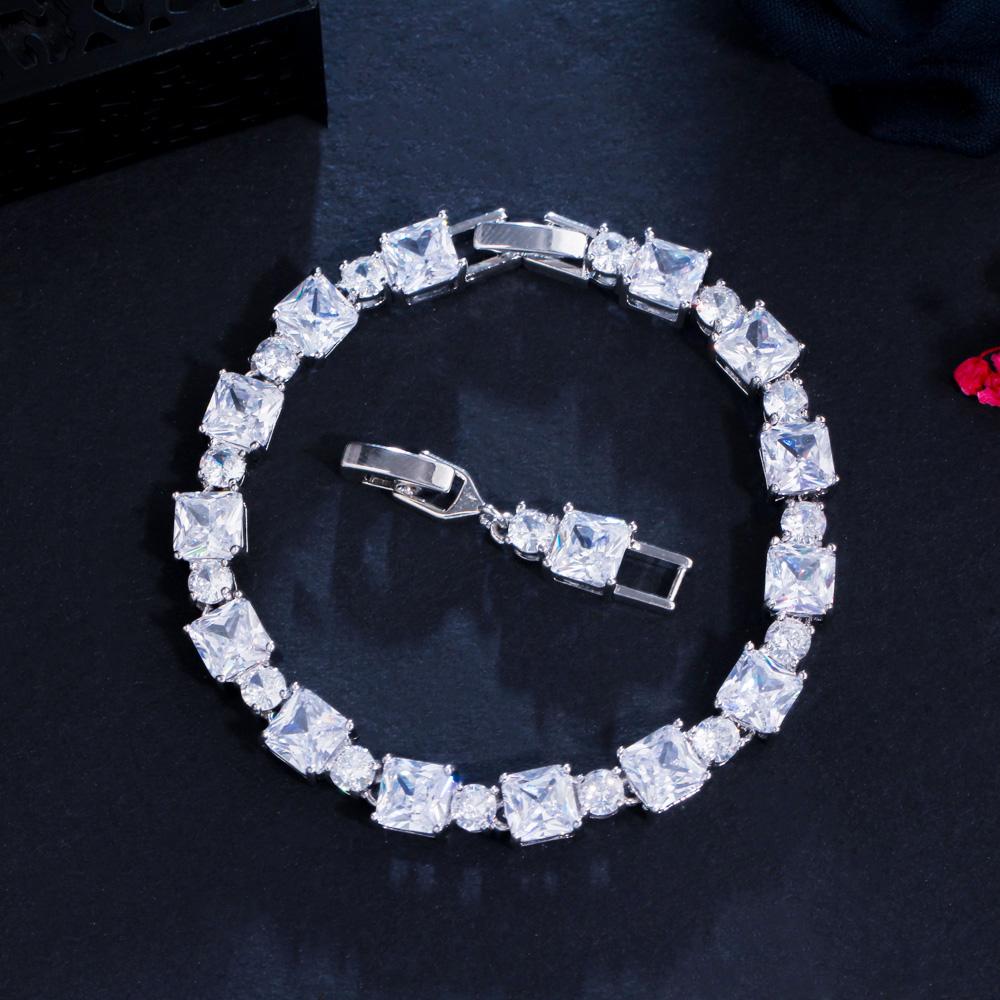 CMM Classic Light Blue Cubic Zirconia Square Tennis Bracelet