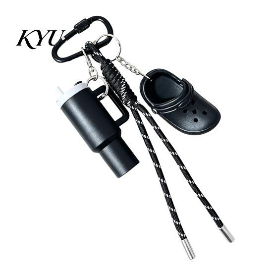 Bag Charm Accessory Mini Tumbler Keychain with Shoe Charm, Pendant Decorative Hanging Braided Rope, Decor for Purse Handbag Backpacks Decoration