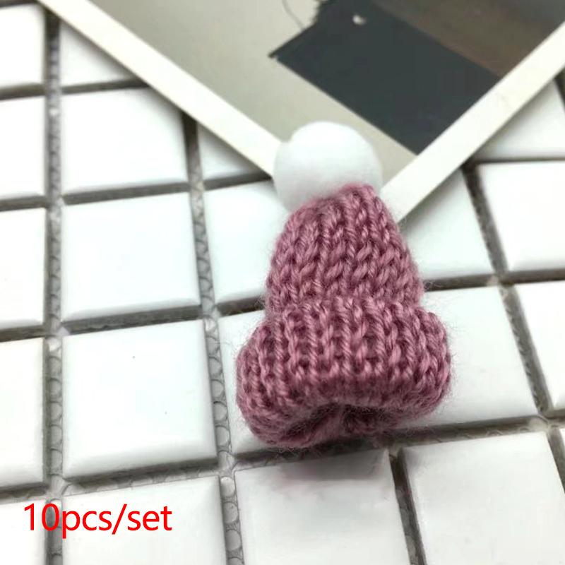10 шт. Мини-вязаные шапки, рождественская шапка, шерстяная кукольная шапка для рождественских украшений, материалы для шитья и рукоделия, украшения для рождественской елки