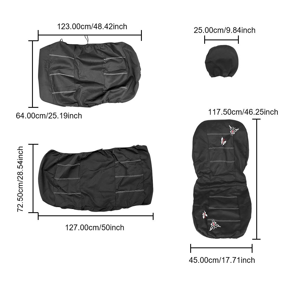 Butterfly Embroidery 4/9Pcs Set Car Covers Mat Protect Universal Fit Truck Suv Van Car Seat Protector Cushion Front Rear Car Seat Covers Set