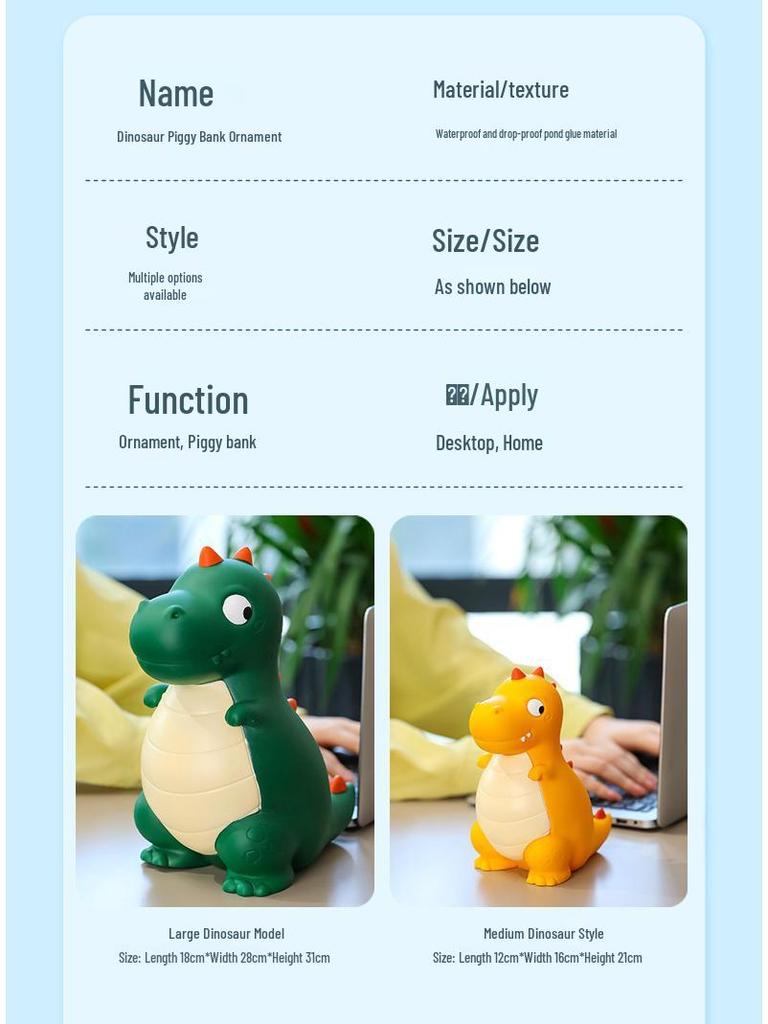 Мультяшная копилка в виде динозавра - Ударопрочный виниловый накопитель денег, Идеально подходит для Дня защиты детей, Дня святого Валентина, Подарков на день рождения