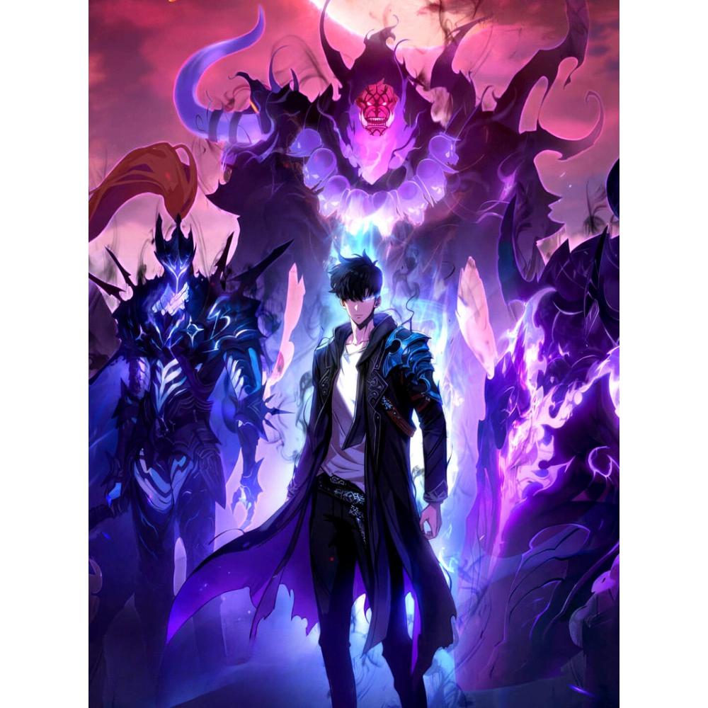 Leveling Anime Full Solo Round Drill Diamond Painting Art Sung Jinwoo Ant King Mosaic Handwork Home Decor Frameless