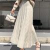 Skirt A-line Long Skirt Gentle Wind Knitted High Waist Big Swing Skirt Wool Pleated Umbrella Skirt Autumn and Winter