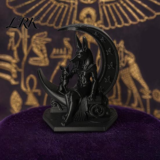 Уникальные Атмосферные Украшения 3D Печатная Фигурка Анубиса Луна, Статуэтка Древнеегипетской Мифологии, Черные Матовые Домашние Акценты Темный Стиль Волк Настольный