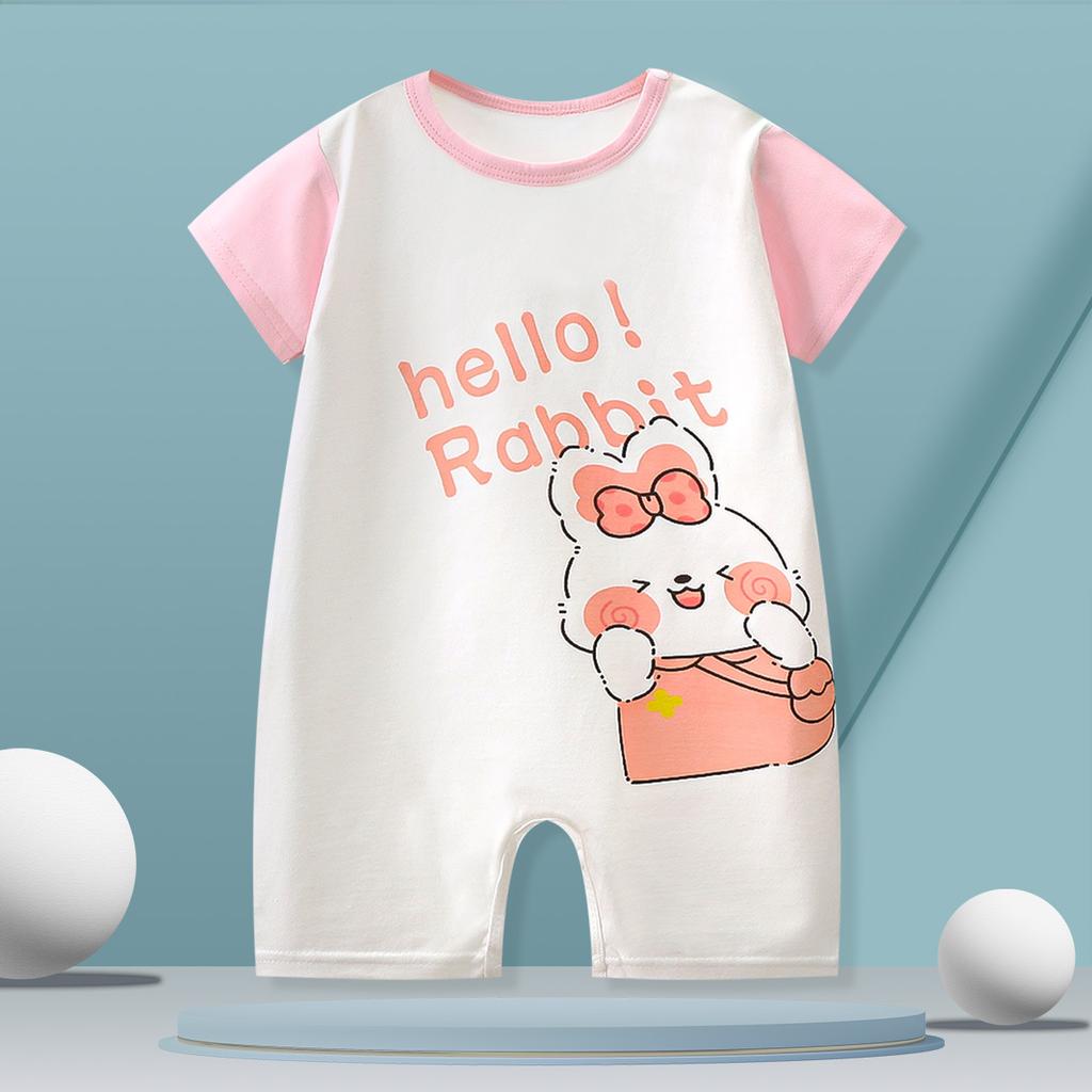 Baby Thin Onesie Summer Newborn Short Sleeved Crawl Suit Cartoon Pajamas for Boys and Girls