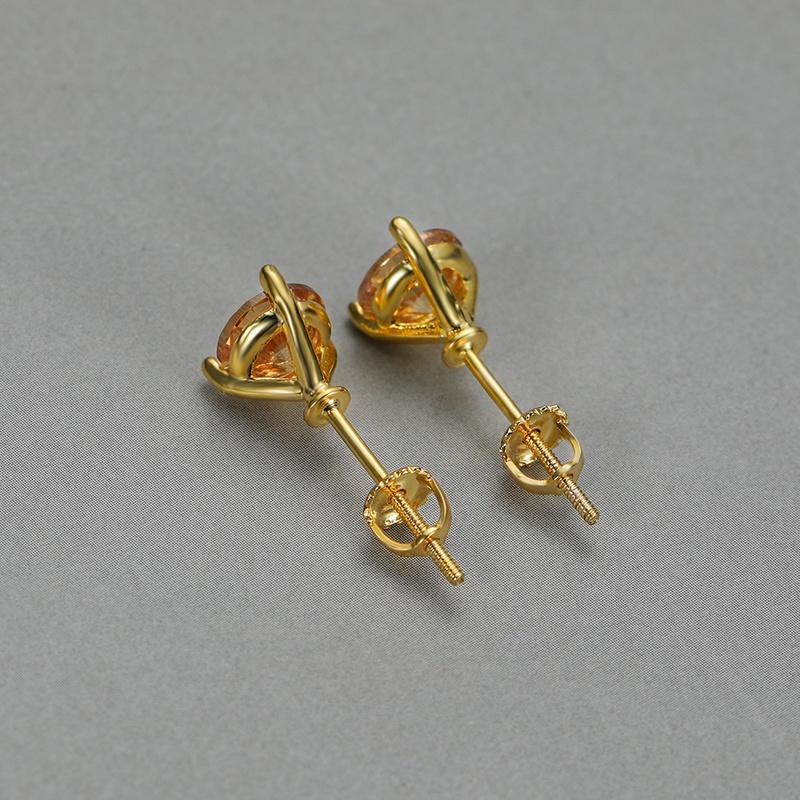 Серёжки гвоздики с кубическим цирконием и позолотой, размер камня 6х6 мм