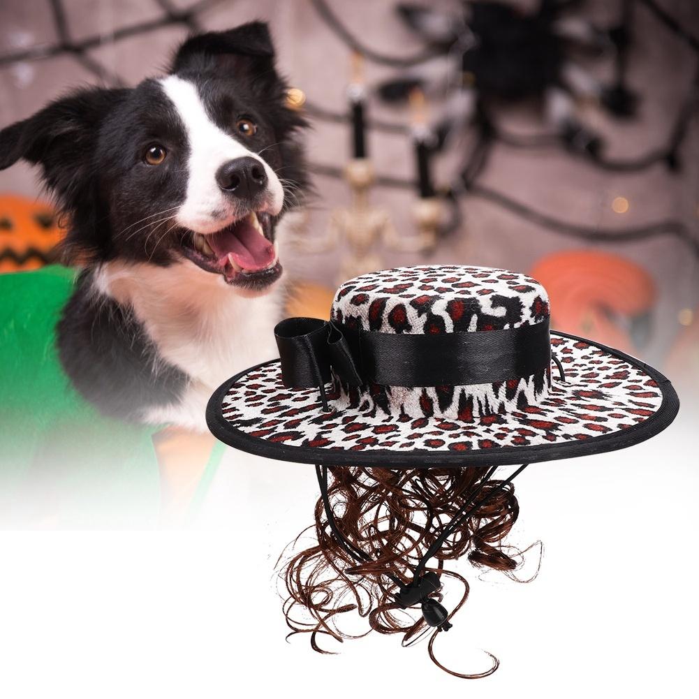 Polyester Pet Halloween Christmas Clothes Accessories Wig Costume Hat Cloak for Cats Small DogsPF32 White Leopard