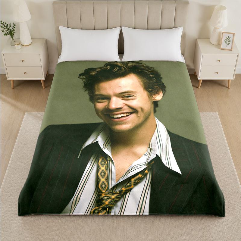 Harry Styles Print Flannel Blanket Cozy Warm Plush Throw Blanket For Bed Sofa Couch Indoor Household Use