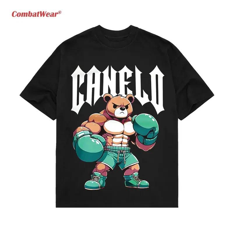 CombatWear Boxing Bear Graphic T-Shirt Vintage Fight Night Fighter Streetwear