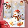 Holiday Decorative Gifts Christmas Window Clings, Cute Santa Claus Snowman Xmas Tree Stickers, Removable PVC Clings Winter Static Glass Decal