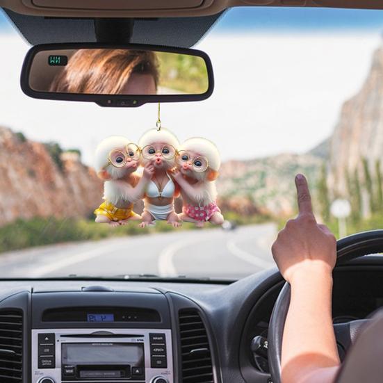 Подвеска в виде мультяшной обезьяны, 2D акриловое подвесное украшение для салона автомобиля, украшение заднего вида, очковая обезьяна