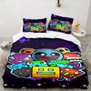 Colorful Geometry Dash Characters 3PCS Bedding set,Ideal for 1pc Duvet Cover And 2pcs Pillowcases Perfect for Fan gift,Ideal for Bedroom, Dormitory