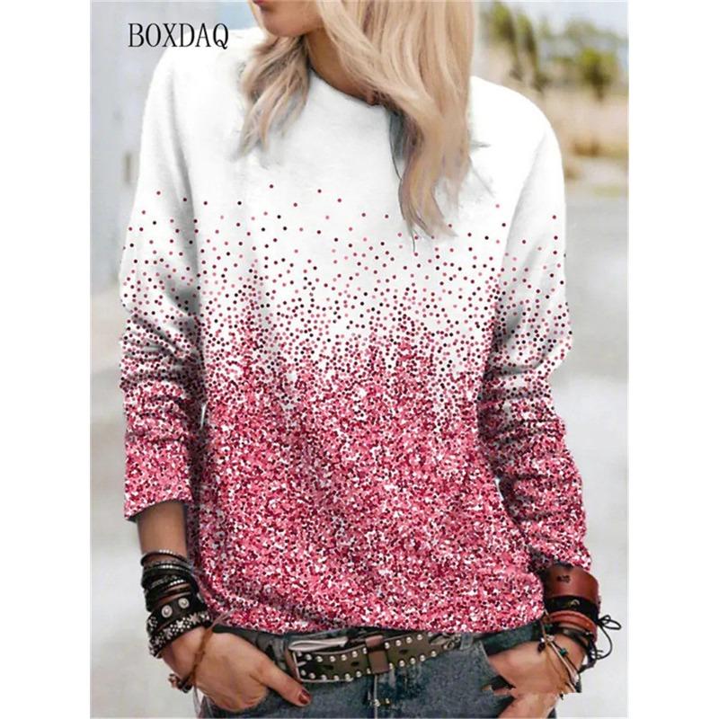 Dot Gradient Pattern 3d Print Women Fashion T-Shirts Spring Autumn Long Sleeve Street Style Ladies Tees 6XL Big Size Casual Tops