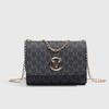2025 New Black High-End Chain Shoulder Crossbody Bag for Women, Niche Letter Print Small Square Bag, Birthday Gift