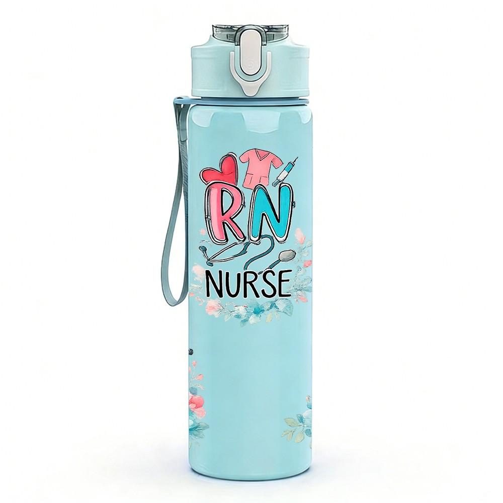 1PC Cowgirl Hat Rose Western Theme Print 750ml Color Plastic Sports Water Bottle Leakproof Flip Straw Lid Suitable for Sports Office Home Use