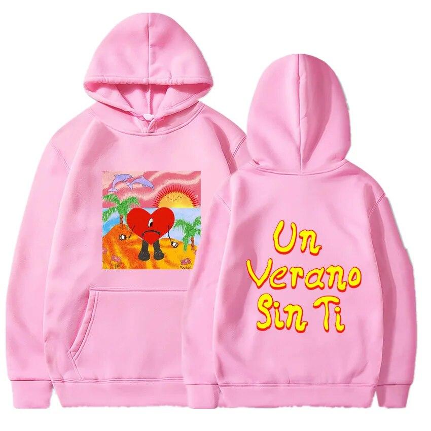 Толстовка унисексBad Bunny UN VERANO SIN TI Толстовка Bad Bunny унисекс Толстовка с капюшоном в стиле хип-хоп Рэп-музыка Альбом Толстовки с двусторонним принтом Fans Top
