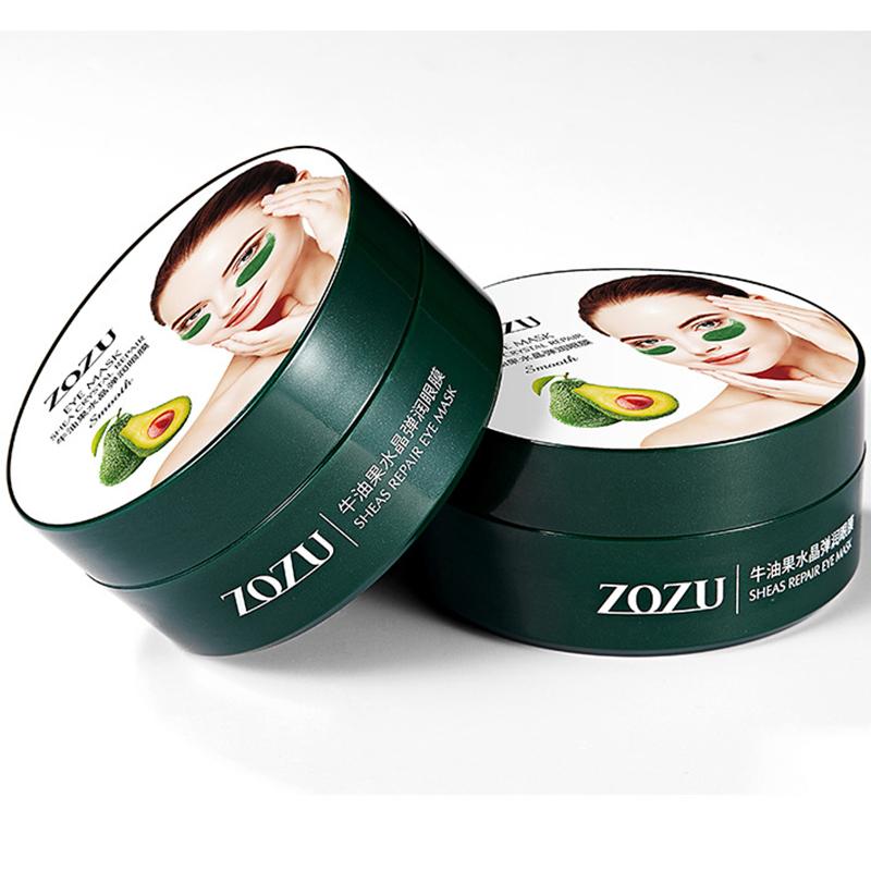 ZOZU Прыгающая маска для глаз с кристаллами авокадо, 60 шт., увлажняющая и улучшающая темные круги маска для глаз, патчи для ухода за глазами