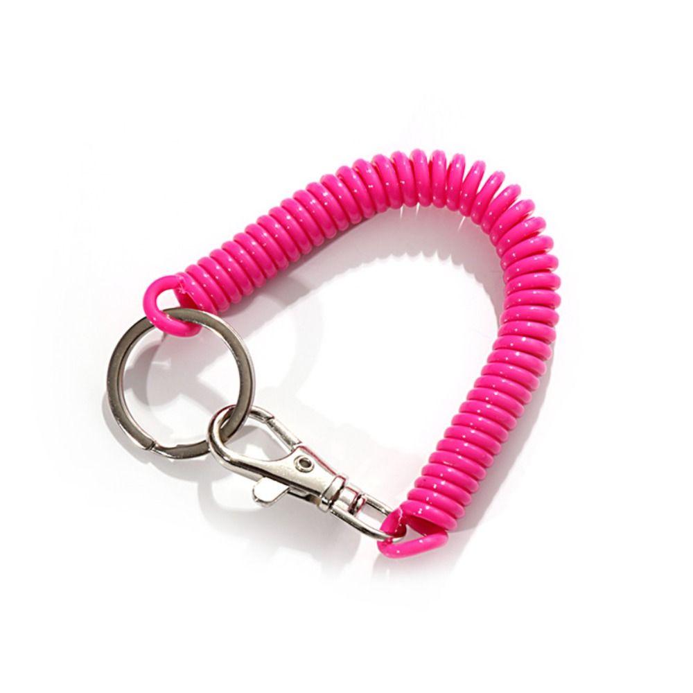 Keychain Lanyard Spiral Spring Coil Keyring Key Hooks Stretch Spring Coil Anti-lost Lobster Clasp