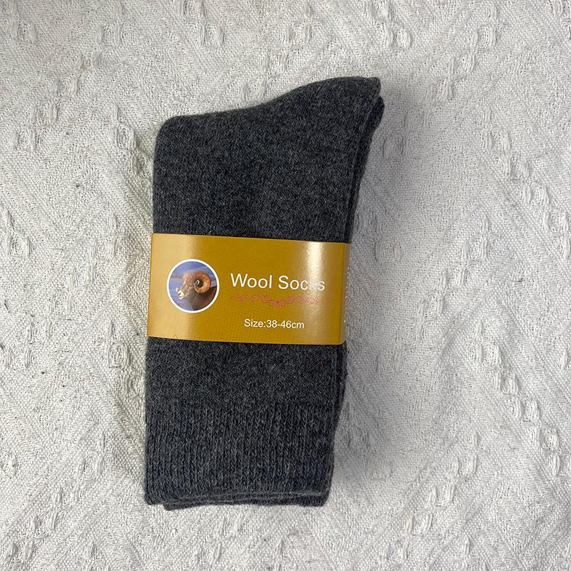 Men's Thick Wool Socks - Medium Tube, Warm & Cozy for Autumn & Winter, Plus Velvet Loops