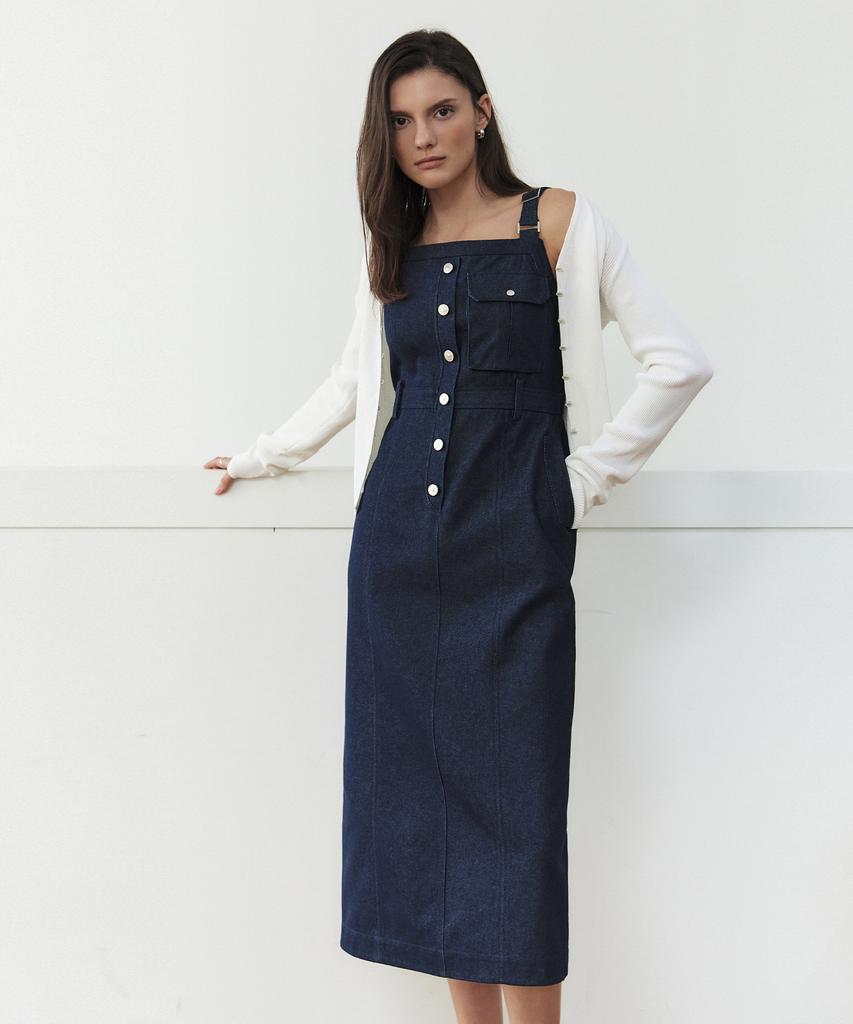 Artid Suspender Pocket Sleeveless Dress_Indigo
