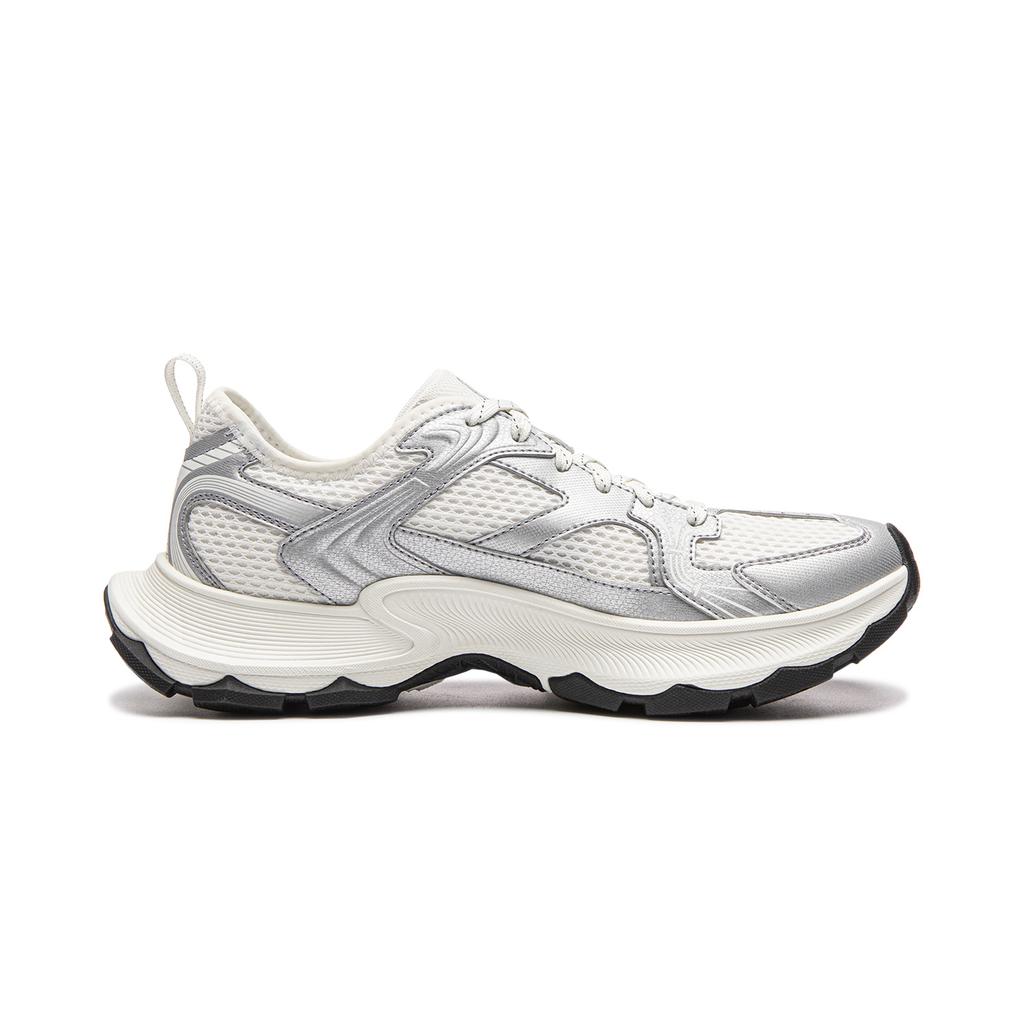 Li Ning Нескользящие, износостойкие, дышащие низкие массивные кроссовки Мужские Белый Серебристый AGCW055-4