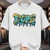 Summer Men's 100% Cotton Casual Loose Oversized Fashionable Creative DOPE Letter Printed Round Neck Short Sleeved T-shirt