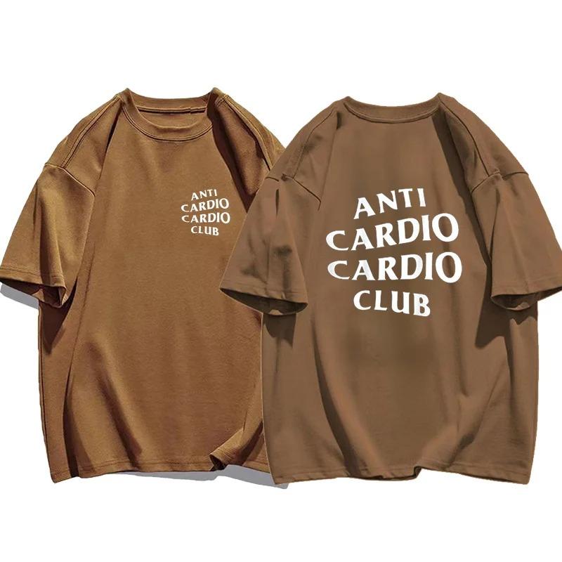 Мужская одежда больших размеров футболка Anti Cardio Club Gym Life Letter Print Футболка из хлопка для женщин футболка большого размера для мужчин Лето