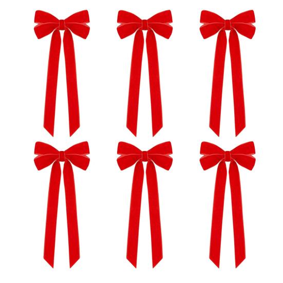 6 шт. Бархатная лента Бант Рождественские украшения для елки Рождественские украшения для дома Вечеринка Гирлянда