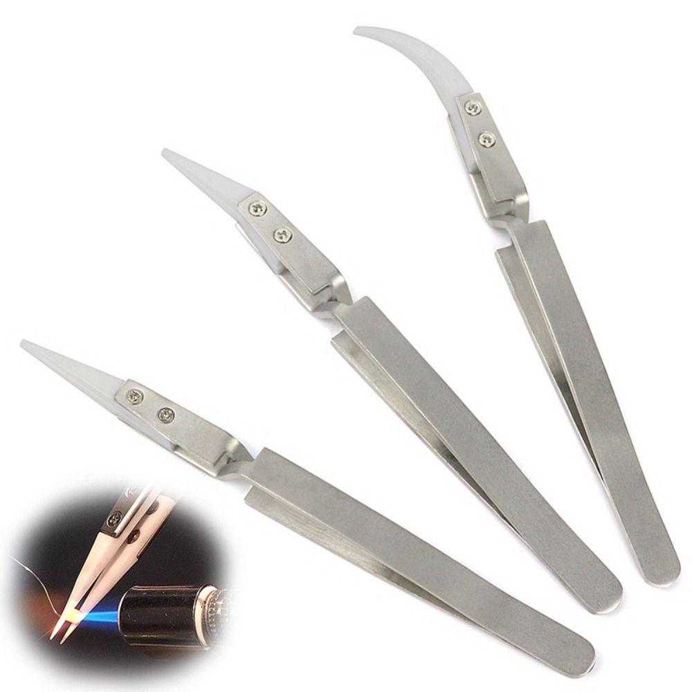 3 PCS Soldering Soldering Tweezers Reverse Anti-Static Tweezers Ceramic Tweezer  Household