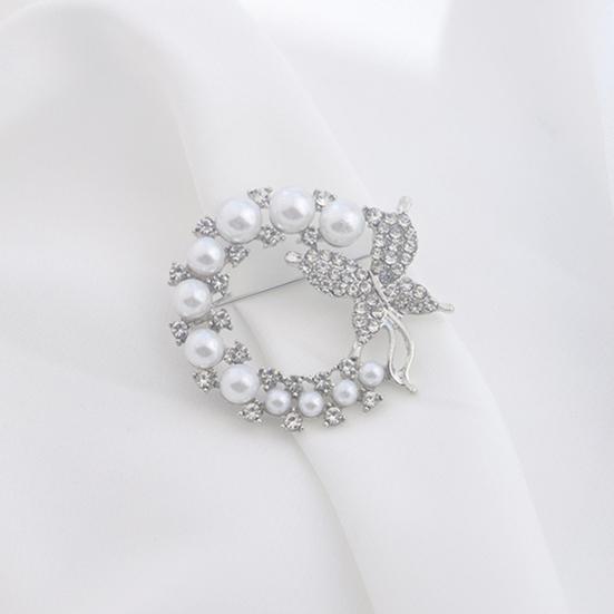Ladies Butterfly Brooch Pin Rhinestone Faux Pearl Butterfly Brooch Lapel Brooch Pin