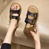 Летние новые женские шлепанцы с дизайном пряжки, женские шлепанцы на толстой подошве, модные, универсальные, с мягкой подошвой. СМ, пляжная женская обувь