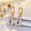 Hip-hop Lock Head Full of Diamond Earrings for Women with Simple and Fashionable Temperament Earrings Niche Light Luxury Earrings