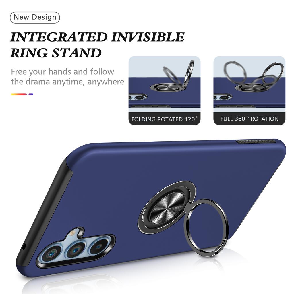 For Samsung Galaxy S24 FE Case PC+TPU Phone Cover with Rotatable Ring Holder