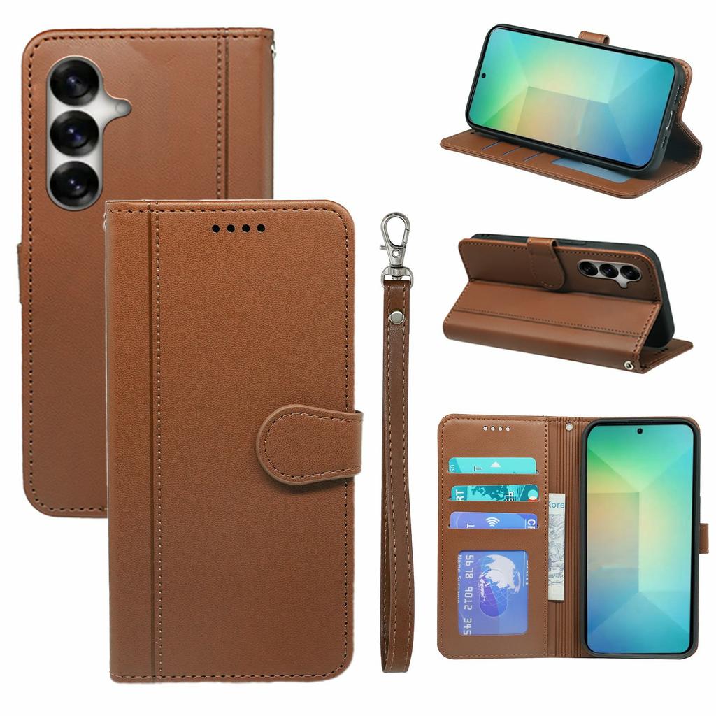 Для Samsung Galaxy S26+ Чехол-бумажник Магнитная застежка Кожаная обложка для телефона с ремешком