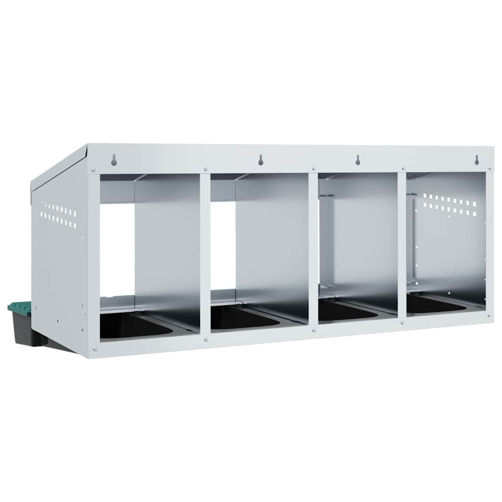 Chicken Nesting Box 4 Compartments Wall Mounted Galvanized Steel